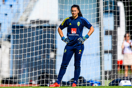 Goalkeeper Zecira Musovic of the Swedish women's national