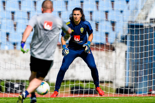 Goalkeeper Zecira Musovic of the Swedish women's national
