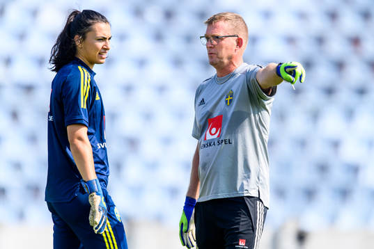 Goalkeeper Zecira Musovic and Leif Troedsson, goalkeeper