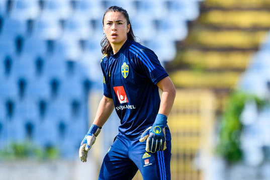 Goalkeeper Zecira Musovic of the Swedish women's national