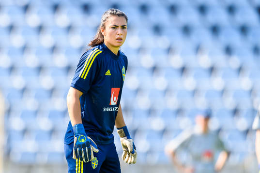 Goalkeeper Zecira Musovic of the Swedish women's national