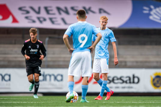 Hugo Larsson of Malmö FF looks dejected