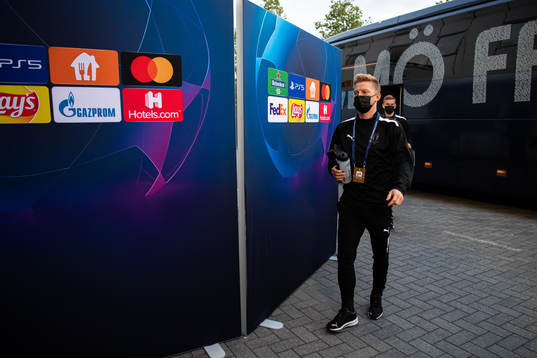 Anders Christiansen of Malmö FF arrive at the arena