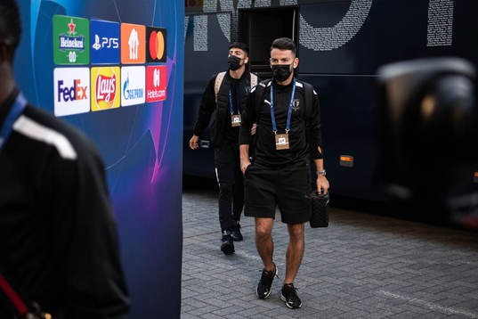 Erdal Rakip of Malmö FF arrive at the arena
