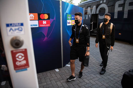 Erdal Rakip of Malmö FF arrive at the arena