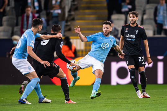 Erdal Rakip of Malmö FF and Manuel Lucatelli of Juventus