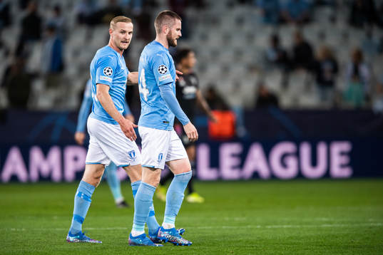 Franz Brorsson and Lasse Nielsen of Malmö FF looks dejected