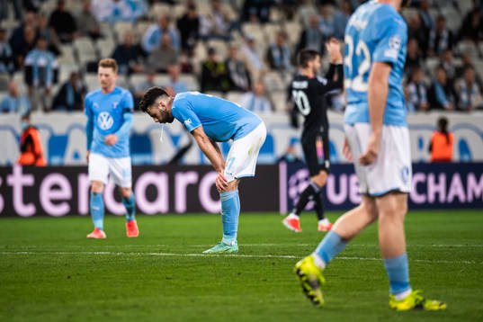 Erdal Rakip of Malmö FF looks dejected