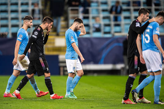 Antonio Colak and Erdal Rakip of Malmö FF looks dejected