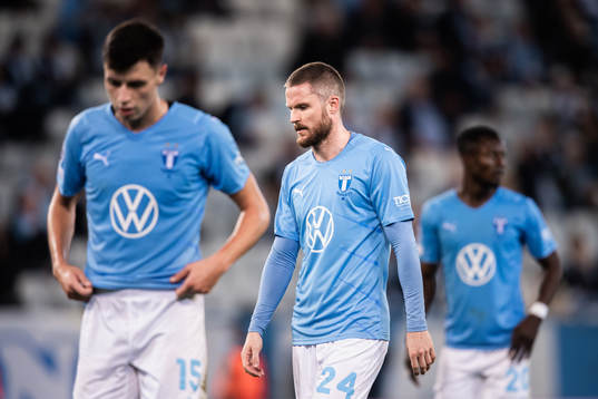 Lasse Nielsen of Malmö FF looks dejected