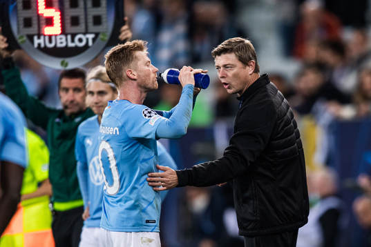 Anders Christiansen and Jon Dahl Tomasson, head coach of