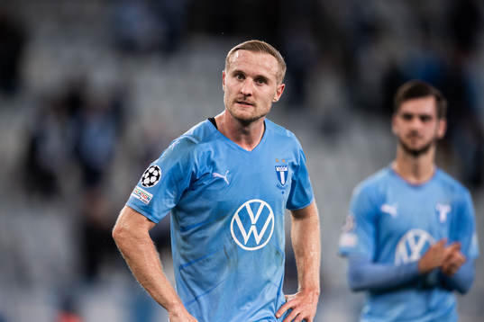 Franz Brorsson of Malmö FF looks dejected