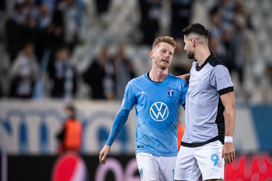 Anders Christiansen and Antonio Colak of Malmö FF look