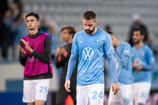 Lasse Nielsen of Malmö FF looks dejected