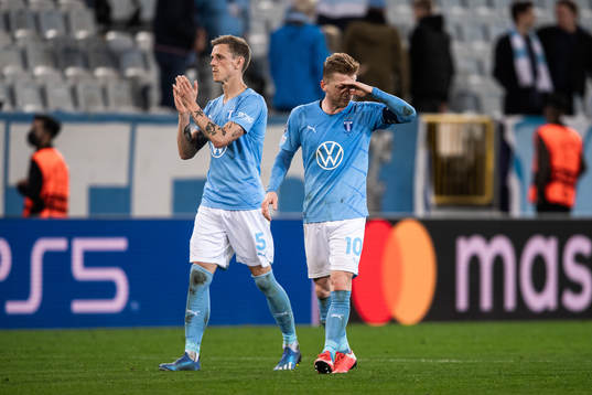 Sören Rieks and Anders Christiansen of Malmö FF look