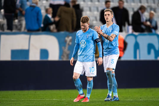 Sören Rieks and Anders Christiansen of Malmö FF look
