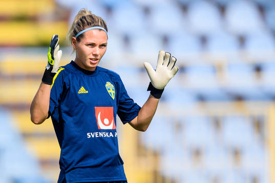 Goalkeeper Jennifer Falk of the Swedish women's national