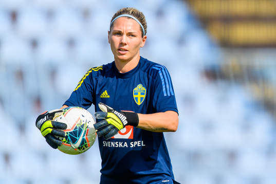 Goalkeeper Jennifer Falk of the Swedish women's national