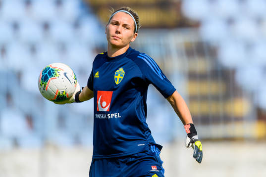 Goalkeeper Jennifer Falk of the Swedish women's national