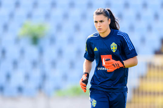 Goalkeeper Zecira Musovic of the Swedish women's national