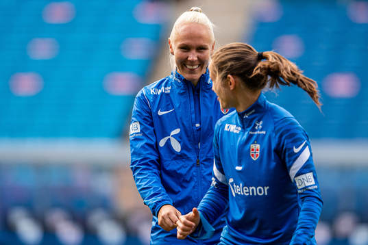 Maria Thorisdottir and Tuva Hansen of the Norwegian women's