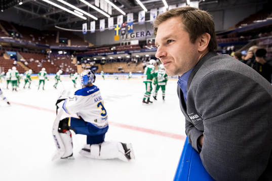 Leksands målvaktstränare Alexander Millner  innan