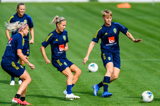 Emma Kullberg and Nilla Fischer of the Swedish women's