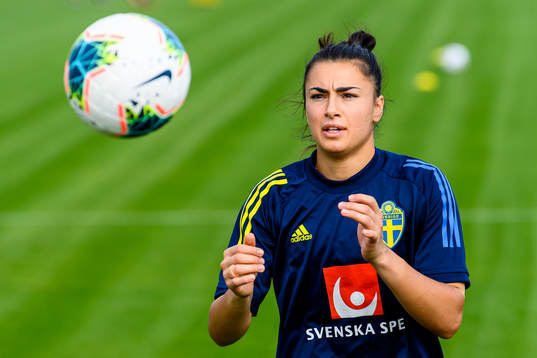 Goalkeeper Zecira Musovic of the Swedish women's national