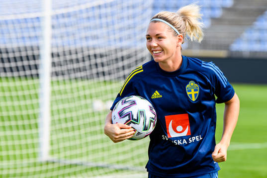 Goalkeeper Jennifer Falk of the Swedish women's national