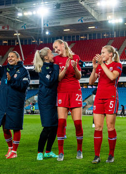 Anna Jøsendal and Emilie Bragstad of Norway celebrate