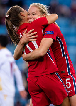 Julie Blakstad of Norway celebrates with teammate Emilie