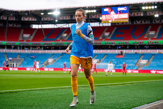 Goalkeeper Rugile Maria Rulyte of Norway warms up