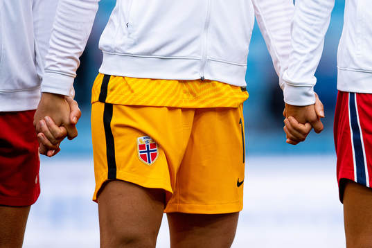 Goalkeeper Cecilie Fiskerstrand and teammates of Norway