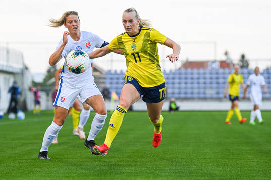 Jana Vojtekova of Slovakia and Stina Blackstenius of Sweden