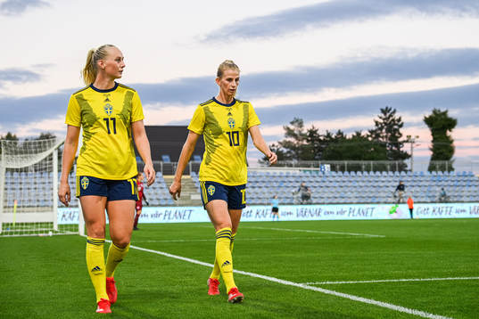 Stina Blackstenius and Sofia Jakobsson of Sweden is