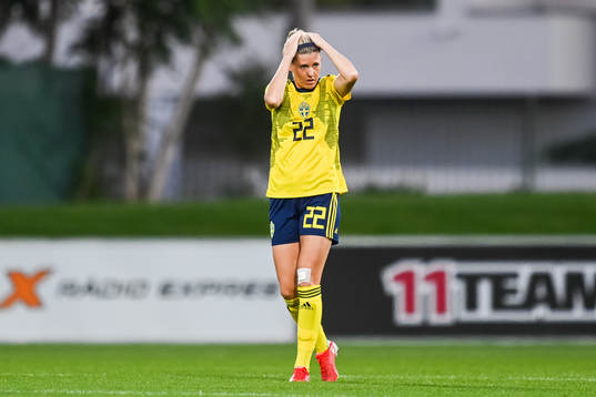 Olivia Schough of Sweden looks dejected