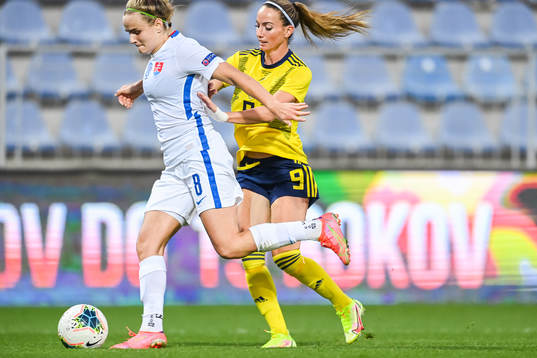 Diana Lemesova of Slovakia and Kosovare Asllani of Sweden