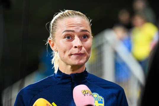 Fridolina Rolfö of Sweden is interviewed