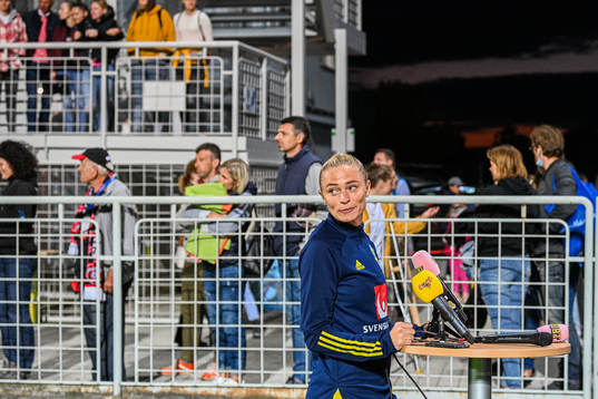 Fridolina Rolfö of Sweden is interviewed