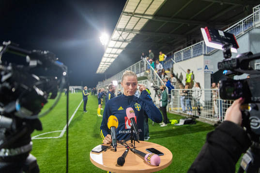 Fridolina Rolfö of Sweden is interviewed