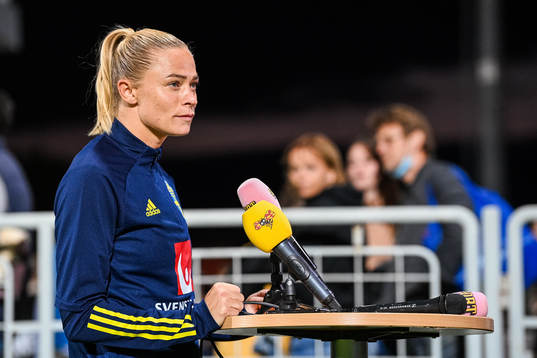 Fridolina Rolfö of Sweden is interviewed
