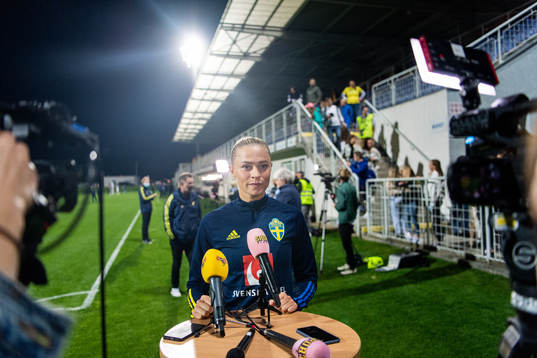 Fridolina Rolfö of Sweden is interviewed