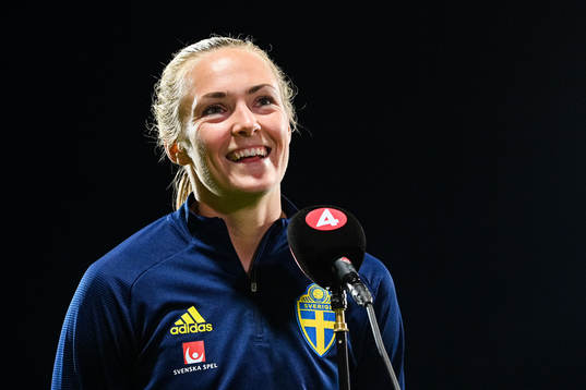 Magdalena Eriksson of Sweden is interviewed