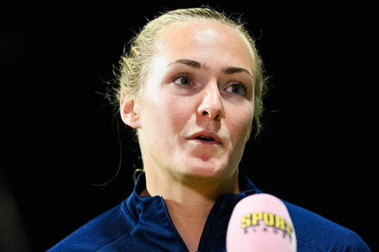 Magdalena Eriksson of Sweden is interviewed