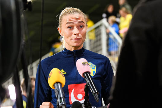 Fridolina Rolfö of Sweden is interviewed