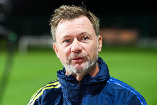 Peter Gerhardsson, head coach of Sweden, is interviewed