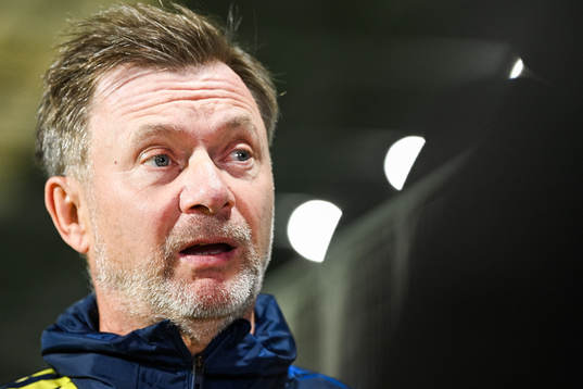 Peter Gerhardsson, head coach of Sweden, is interviewed