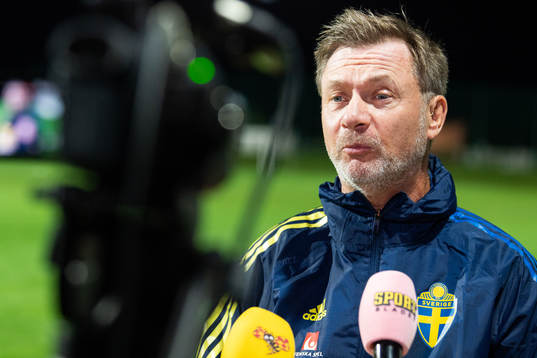 Peter Gerhardsson, head coach of Sweden, is interviewed