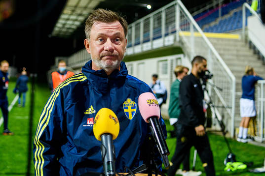Peter Gerhardsson, head coach of Sweden is interviewed by