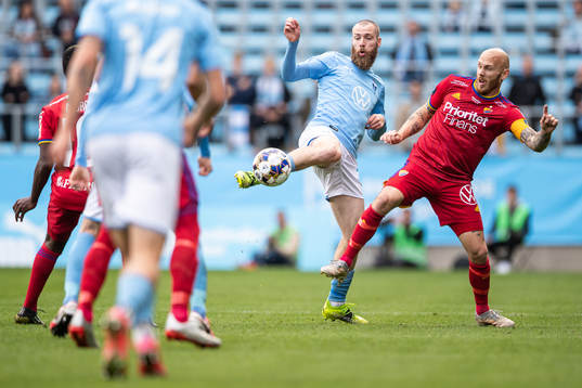 Malmö FFs Jo Inge Berget och Djurgårdens Magnus Eriksson
